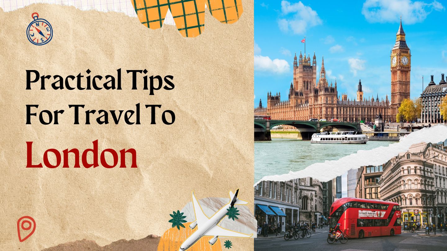 Banners for London tourism with texts "pratical tips for travel to london"